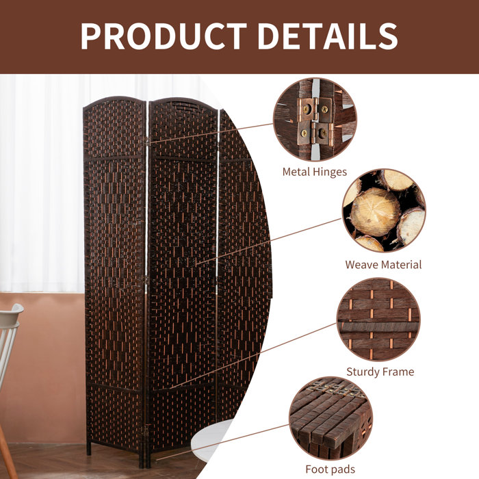 Bay Isle Home Sebeka 8 Panels Room Divider 6 FT Tall Weave Fiber